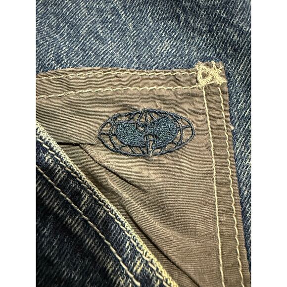 Y2K VTG Wu Wear Jeans Wide Leg Baggy Carpenter Mens 46x34 (44 x 30.5) Blue Denim - Picture 13 of 15